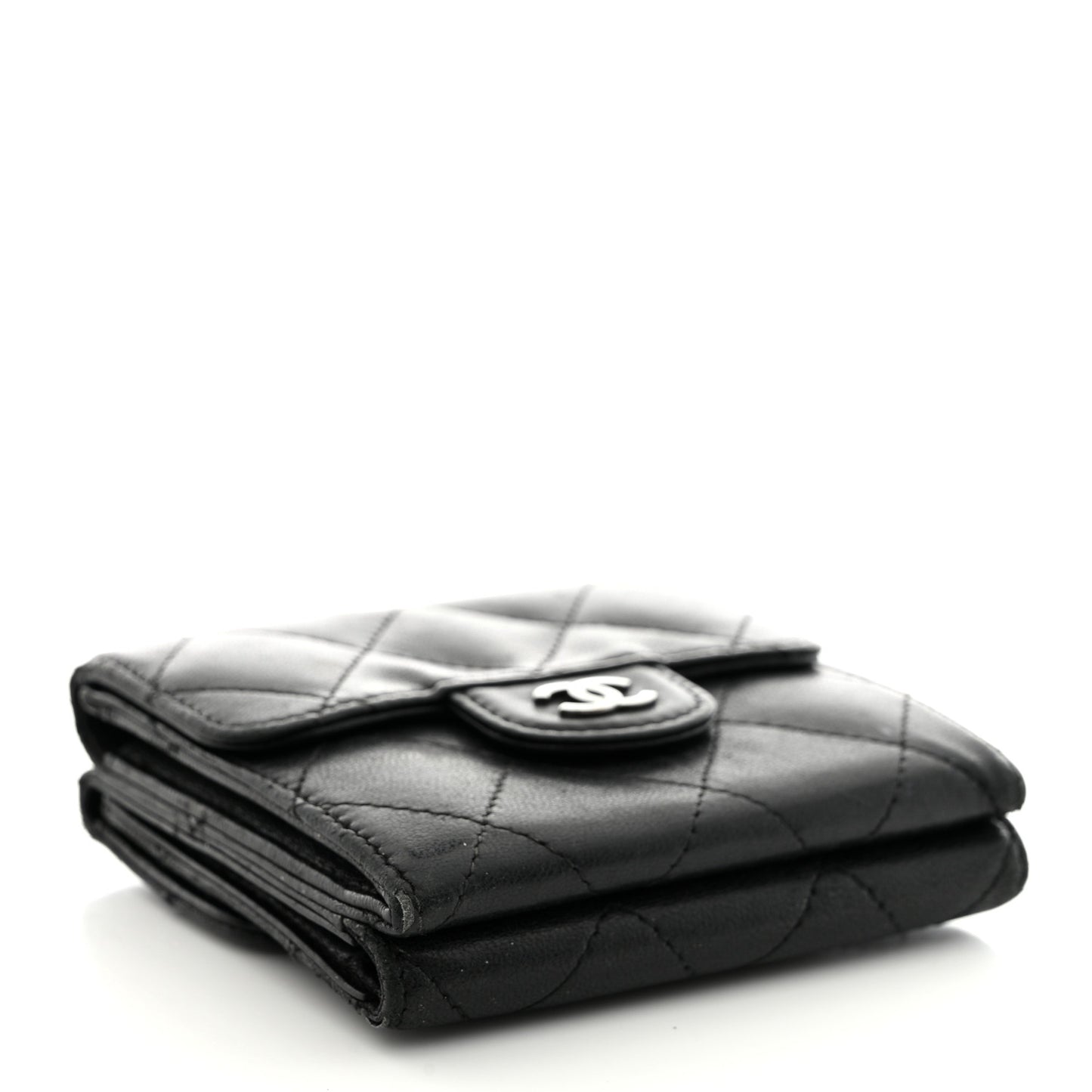Lambskin Quilted Double Sided Wallet Black