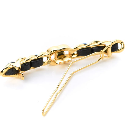 Chanel Pearl Lambskin CC More Is More Hair Clip Black Gold 3 of 5