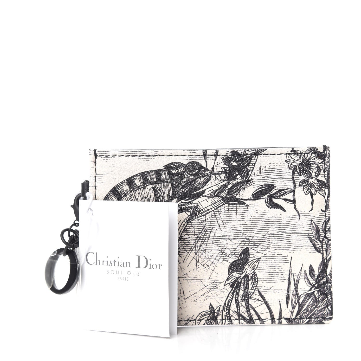 Christian Dior Calfskin Toile de Jouy Carnivora Card Holder Black White 7 of 7