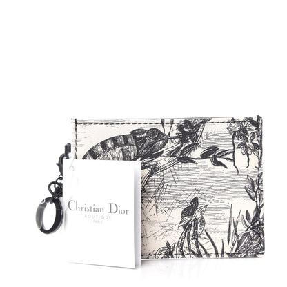 Christian Dior Calfskin Toile de Jouy Carnivora Card Holder Black White 7 of 7
