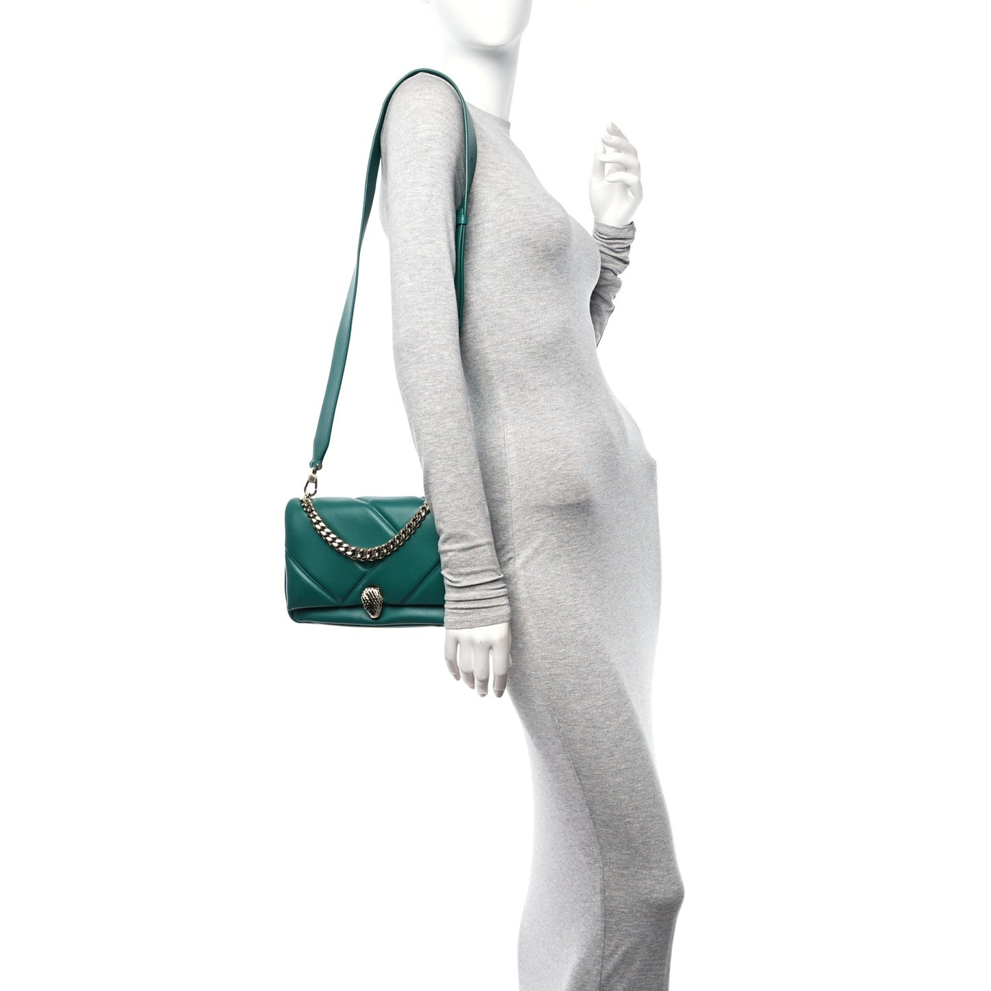 Calfskin Matelasse Mini Serpenti Cabochon Crossbody Bag Jade Green
