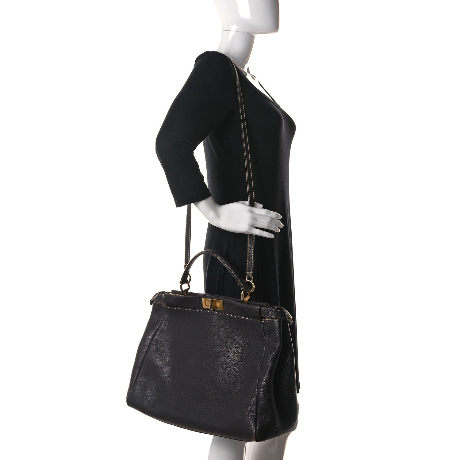 Fendi Cuoio Romano Selleria Large Peekaboo Iconic Satchel Moro 3 of 15