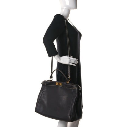 Fendi Cuoio Romano Selleria Large Peekaboo Iconic Satchel Moro 3 of 15