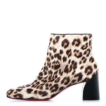 Christian Louboutin Pony Hair Leopard Turela 55 Ankle Boots 39 Black White 1 of 7