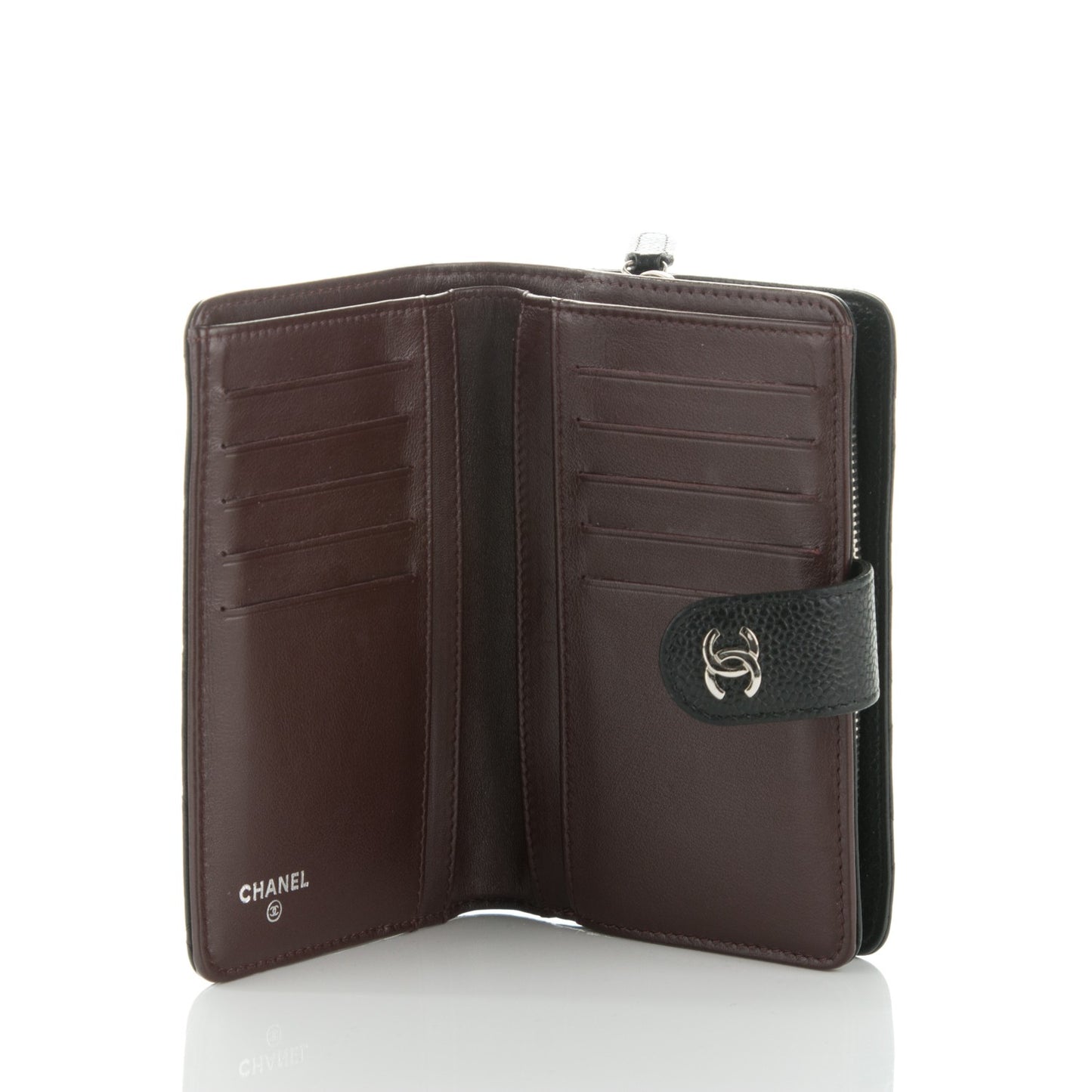 Caviar Quilted Zipped Pocket Wallet Black