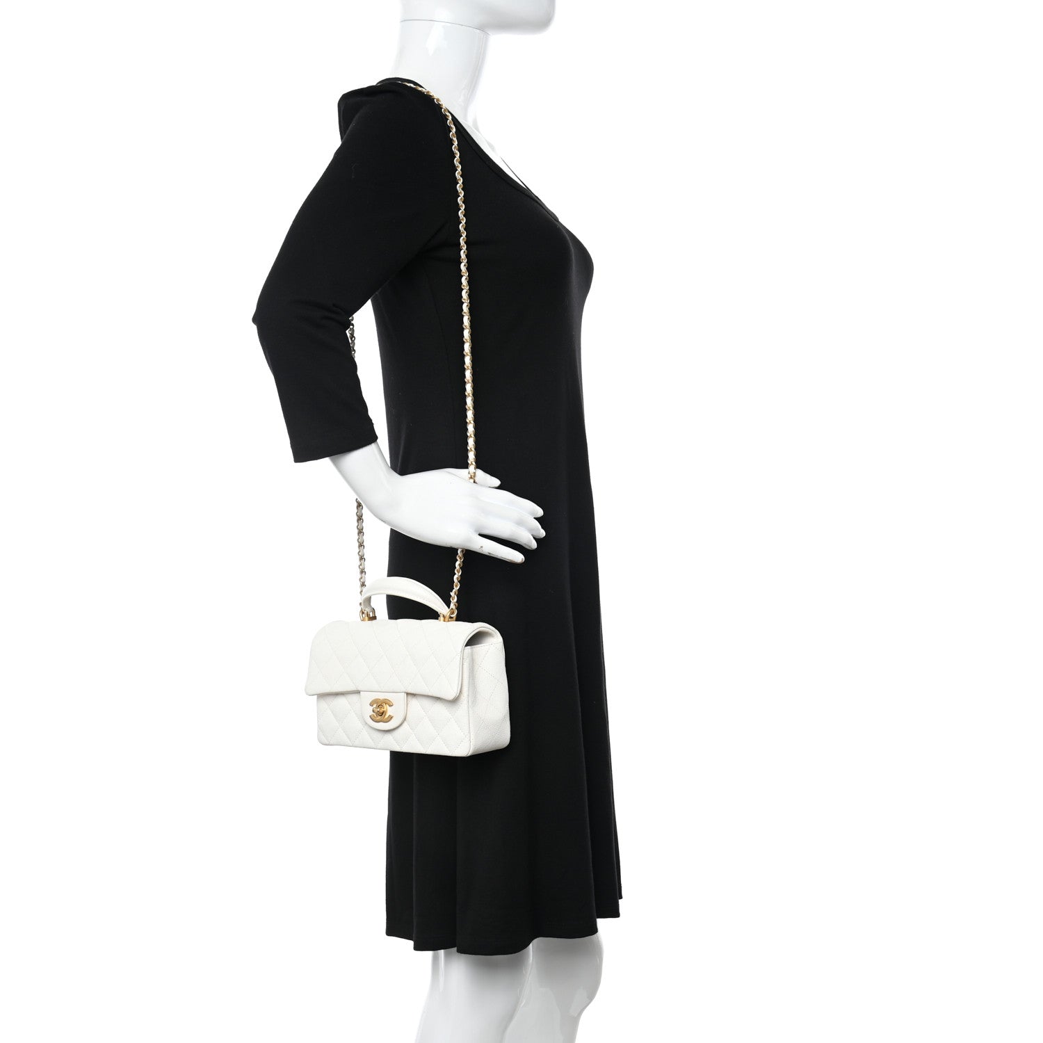 Chanel Caviar Quilted Mini Top Handle Rectangular Flap White 2 of 10