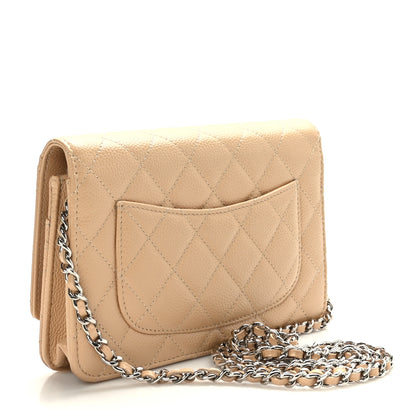 Chanel Caviar Quilted Wallet On Chain WOC Beige 3 of 9
