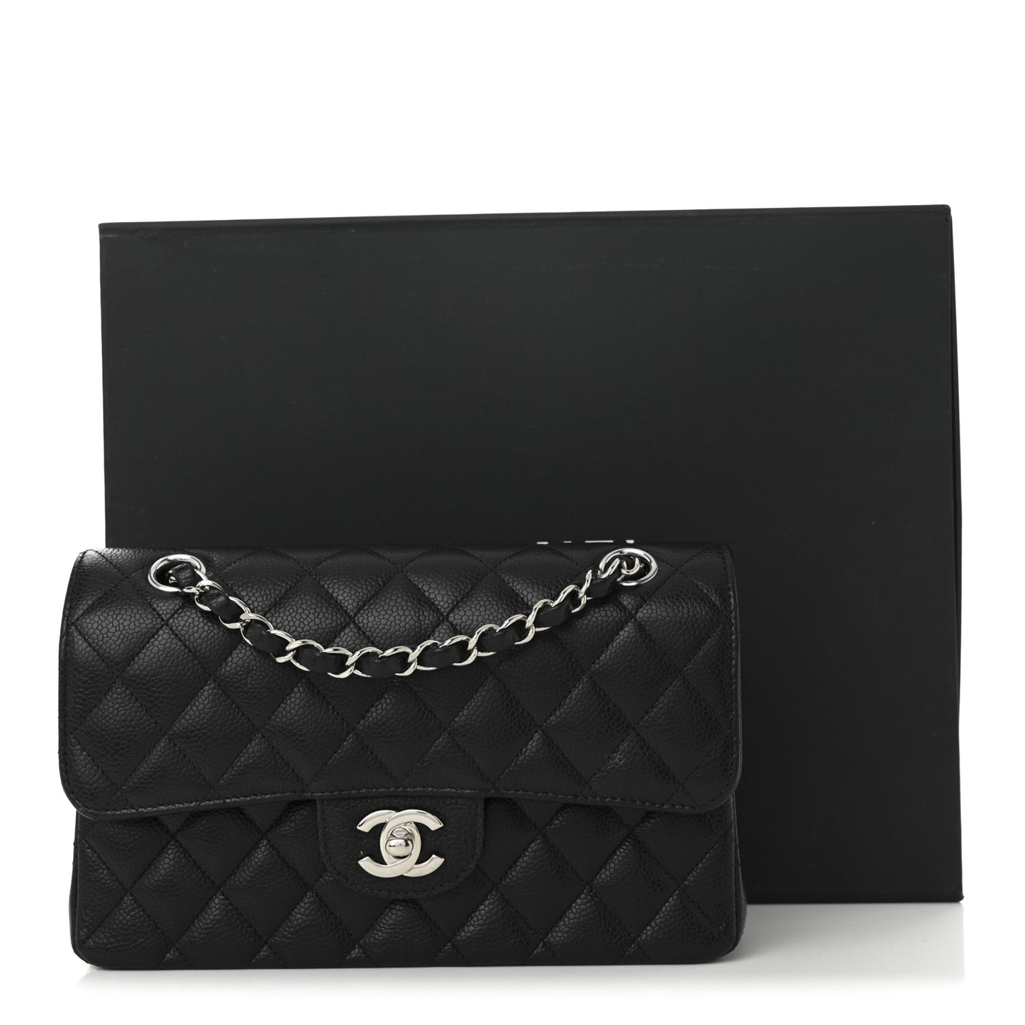 Caviar Quilted Small Double Flap Black