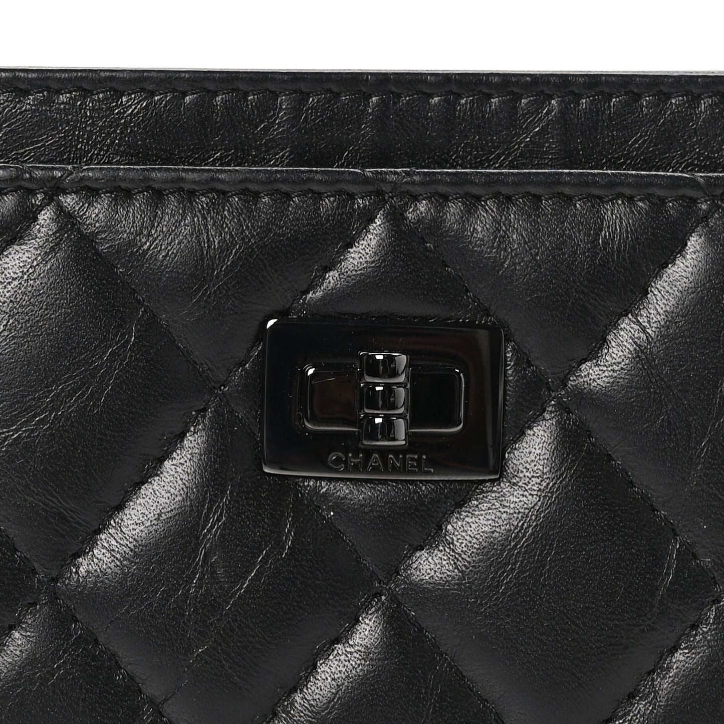 Aged Calfskin Quilted Reissue Card Holder So Black