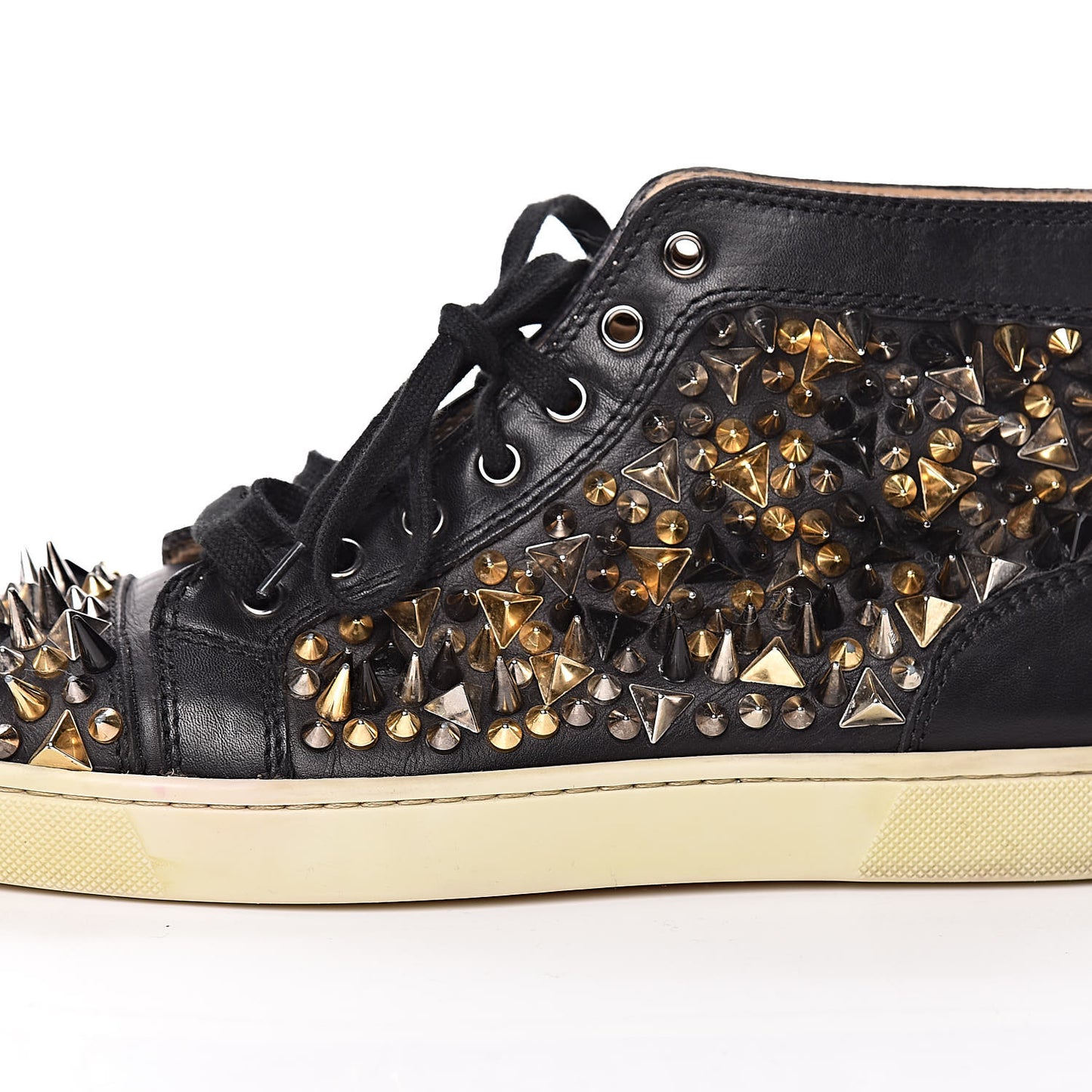 Calfskin Mens Louis Pik Pik Spikes Flat Sneakers 39 Black