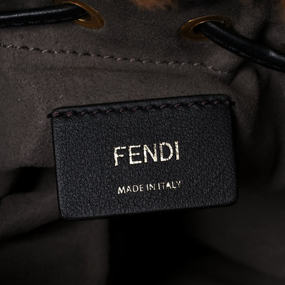 Fendi Shearling Vitello Dolce F is Fendi Macro FF 1974 Mini Mon Tresor Bucket Bag Tobacco Black 7 of 10