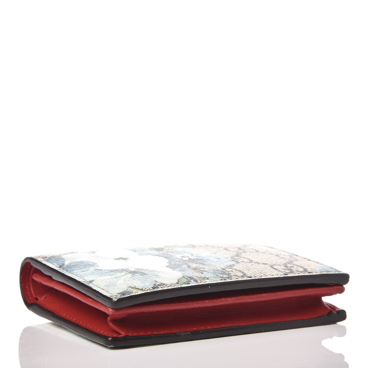 GG Supreme Monogram Blooms Card Case Beige Blue Navy Hibiscus Red