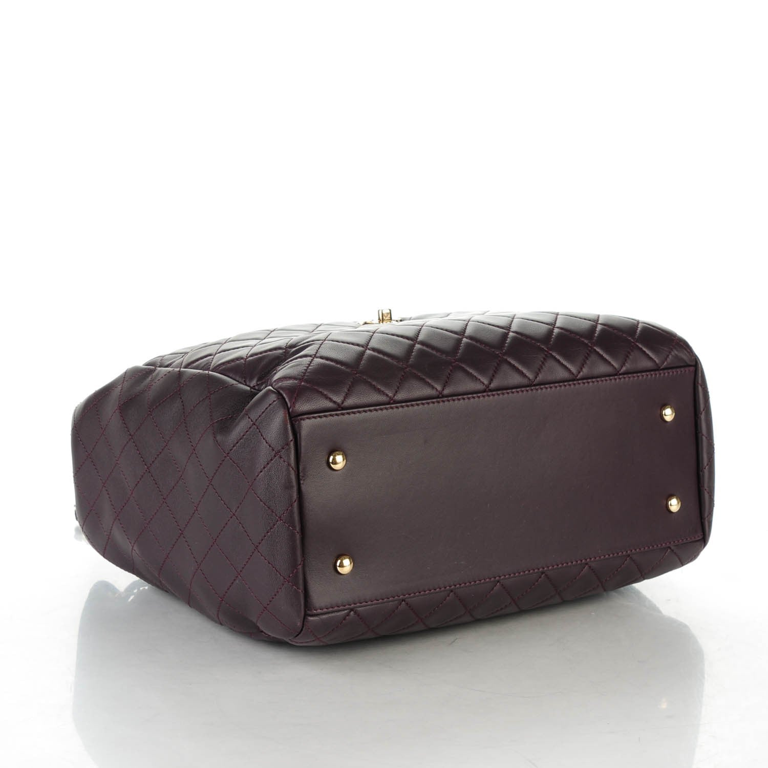 Chanel Lambskin Quilted Large Drawstring Shoulder Bag Dark Purple 4 of 7