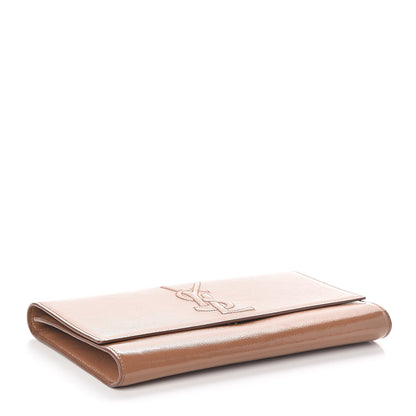 Saint Laurent Textured Patent Calfskin Monogram Large Belle De Jour Clutch Nude 4 of 8