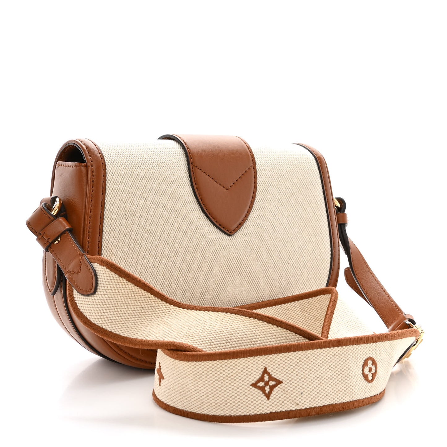 Canvas Smooth Calfskin LV Pont 9 Soft MM Caramel Brown