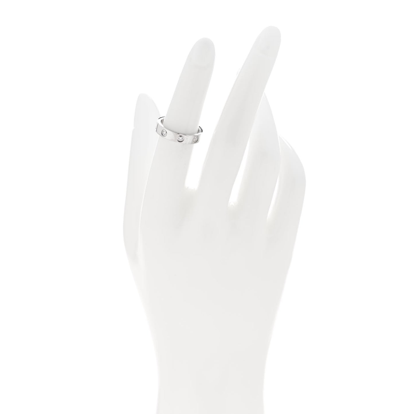 18K White Gold 8 Diamond 4mm Wedding Band LOVE Ring 50 5.25