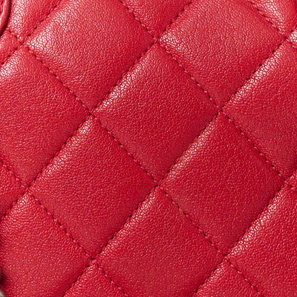 Chanel Shiny Sheepskin Quilted Small Shopping Tote Red 9 of 11