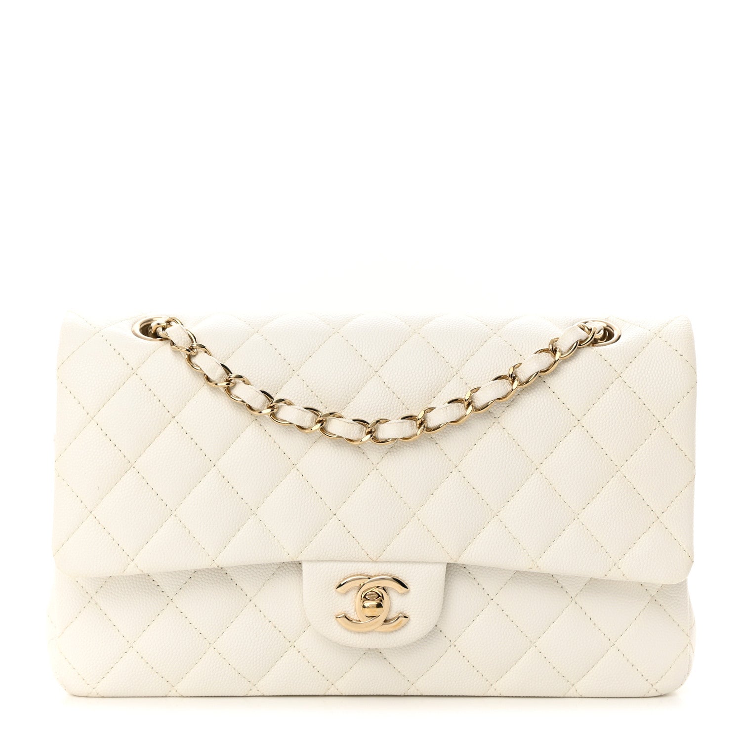 Chanel Caviar Quilted Medium Double Flap White 1 of 15