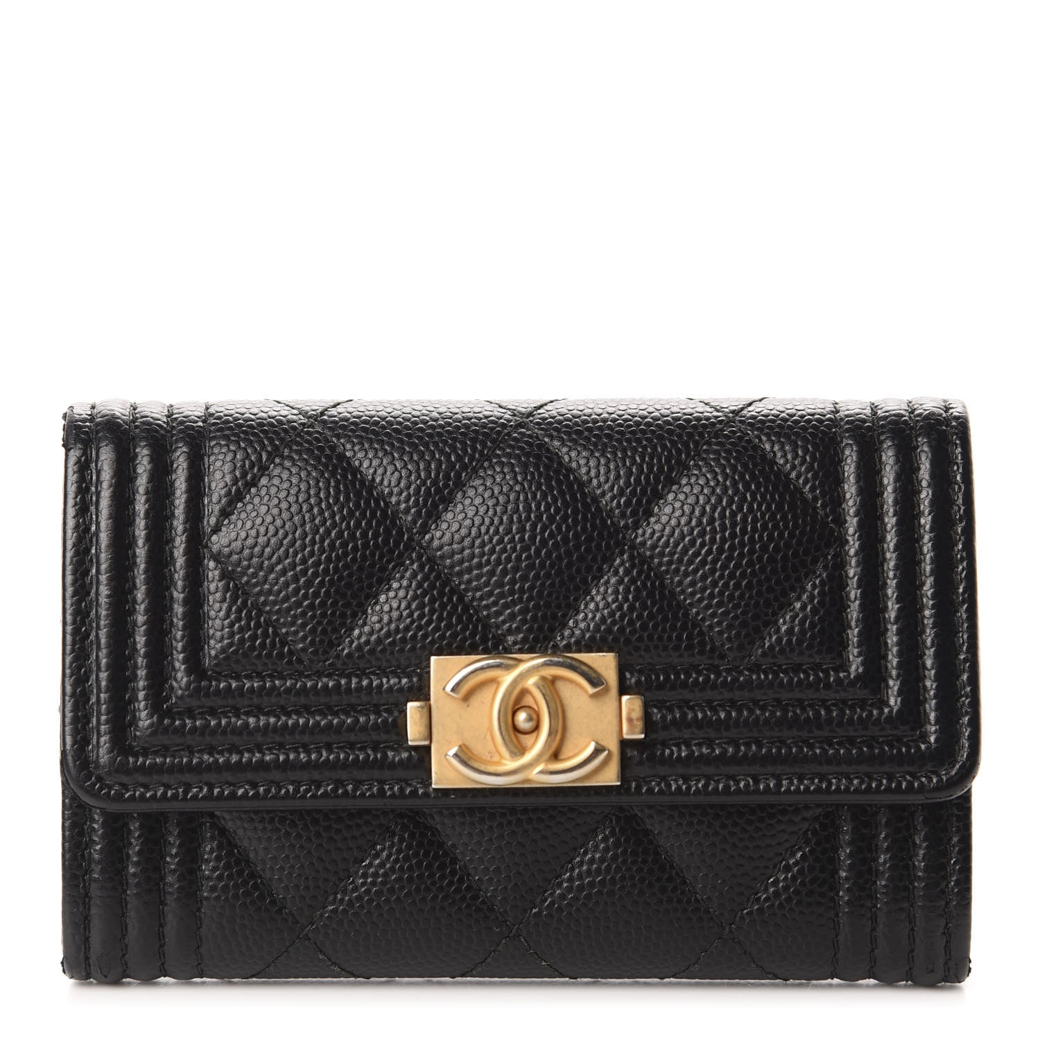 Chanel Caviar Quilted Boy Flap Card Holder Black 1 of 9