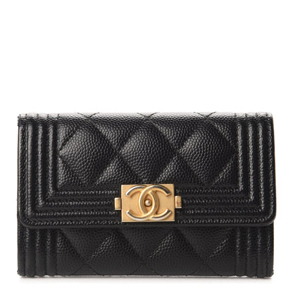 Chanel Caviar Quilted Boy Flap Card Holder Black 1 of 9
