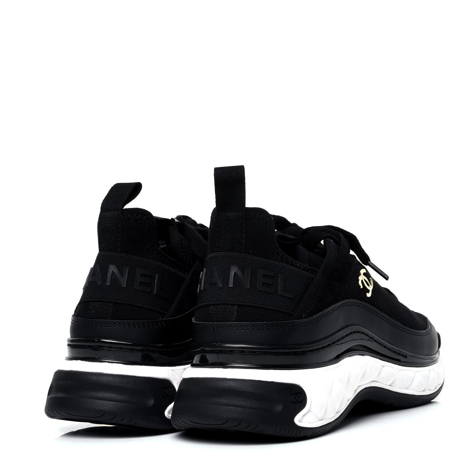 Chanel Velvet Calfskin Mixed Fibers CC Sneakers 38 Black 3 of 10