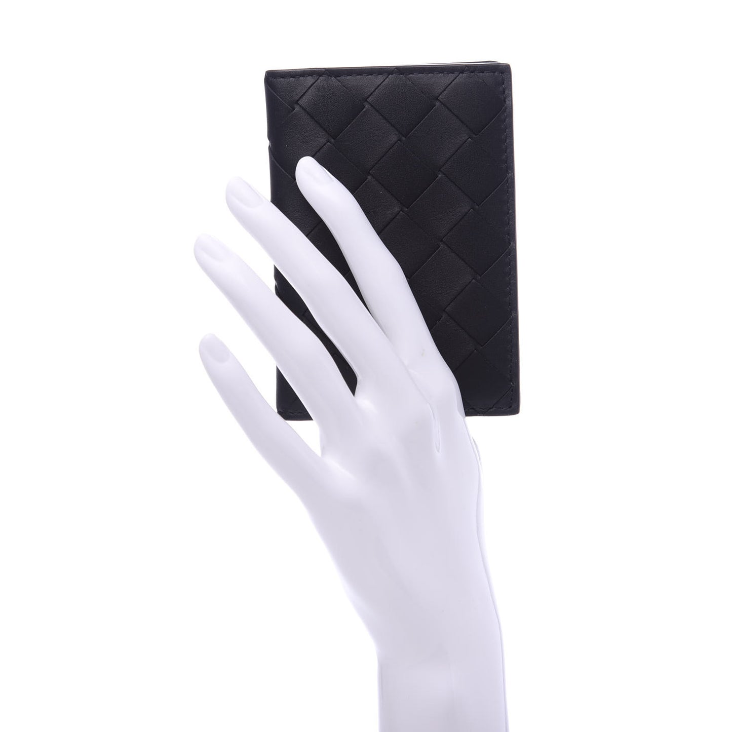 Nappa Maxi Intrecciato Bi-Fold Card Holder Black Grass