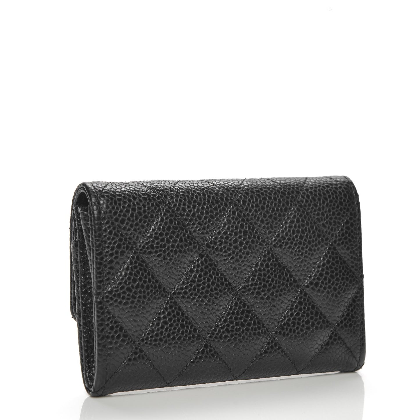 Caviar Quilted Flap Card Holder Black