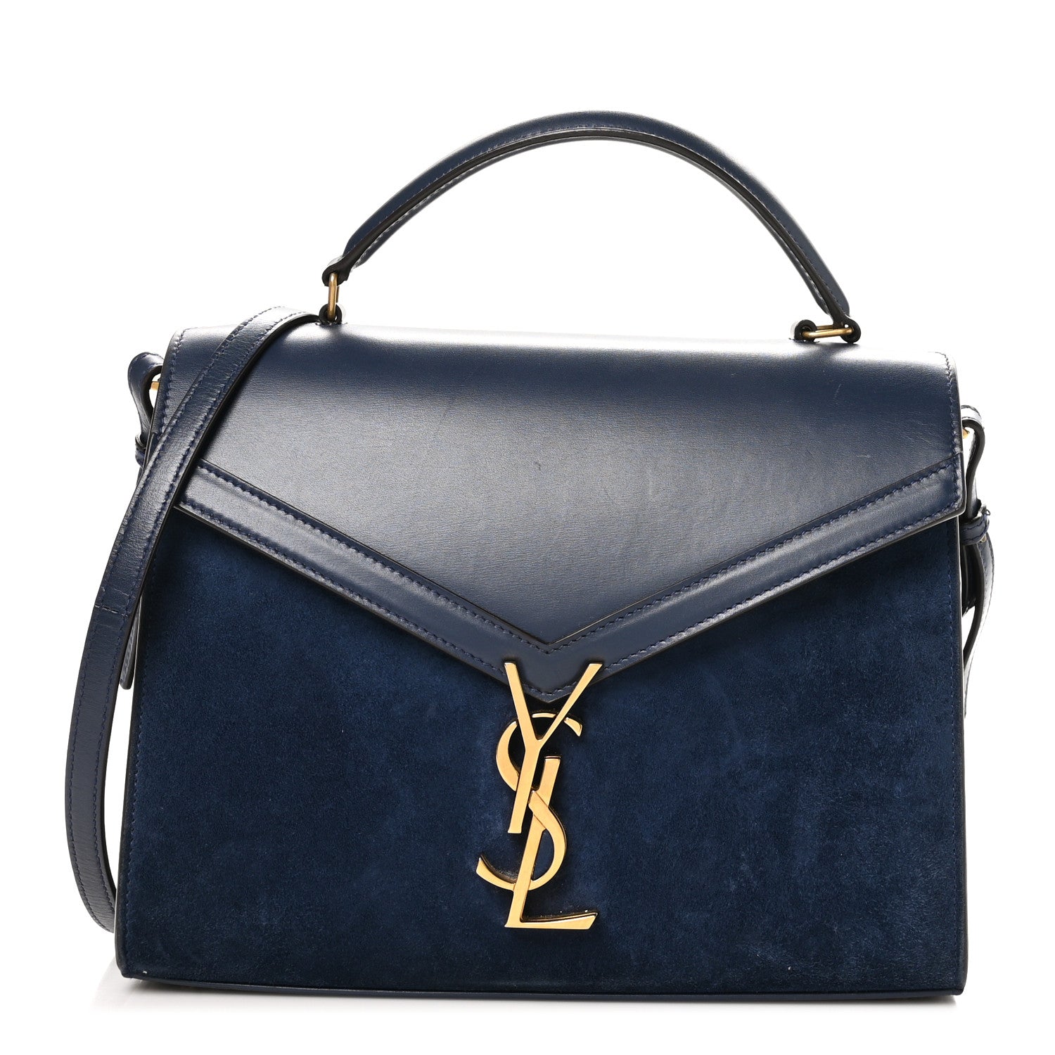 Saint Laurent Kid Scamosciato Smooth Calfskin Medium Classic Monogram Cassandra Top Handle Marine Rouge Legion 1 of 12
