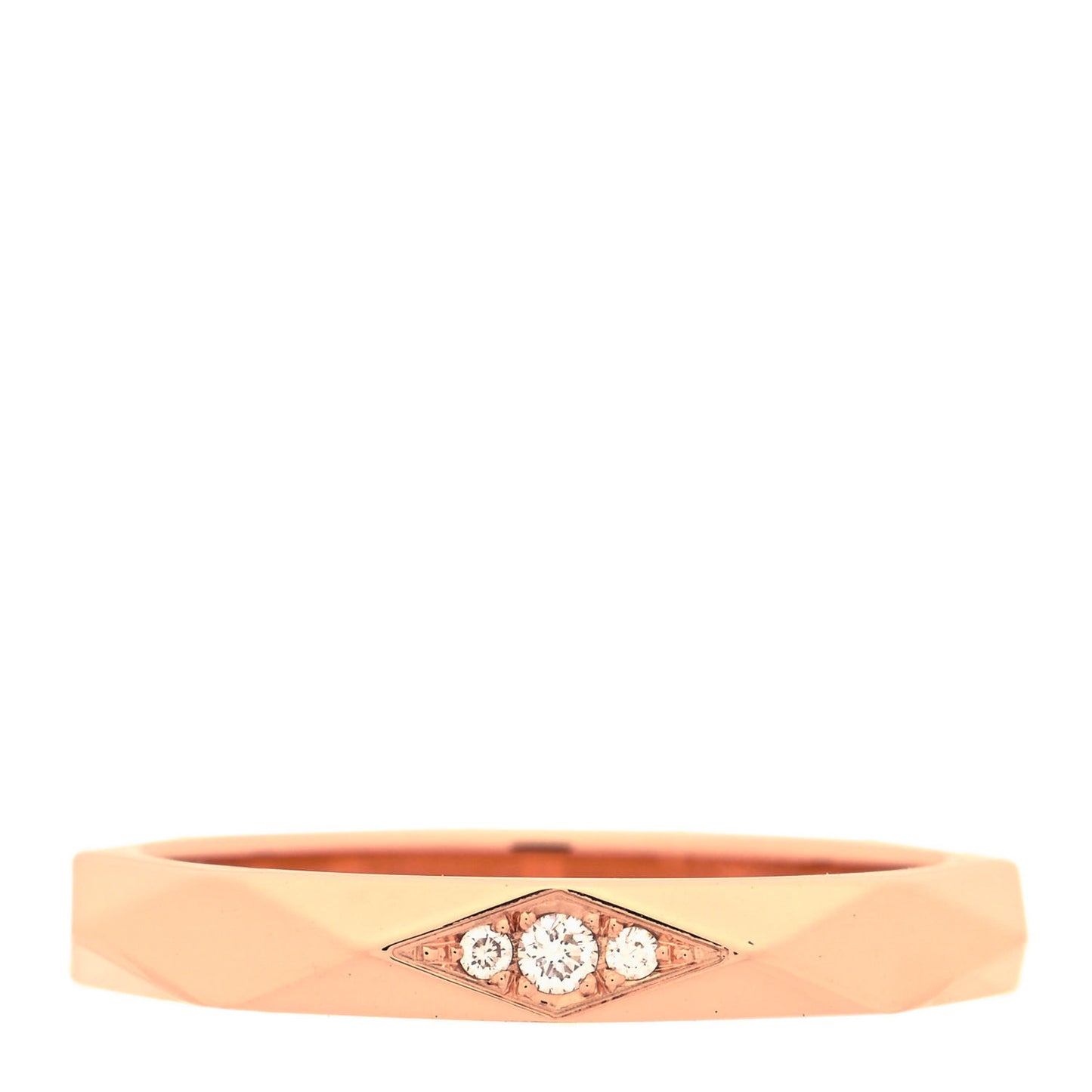 18K Pink Gold Diamond Facette Wedding Band Ring 49 4.75