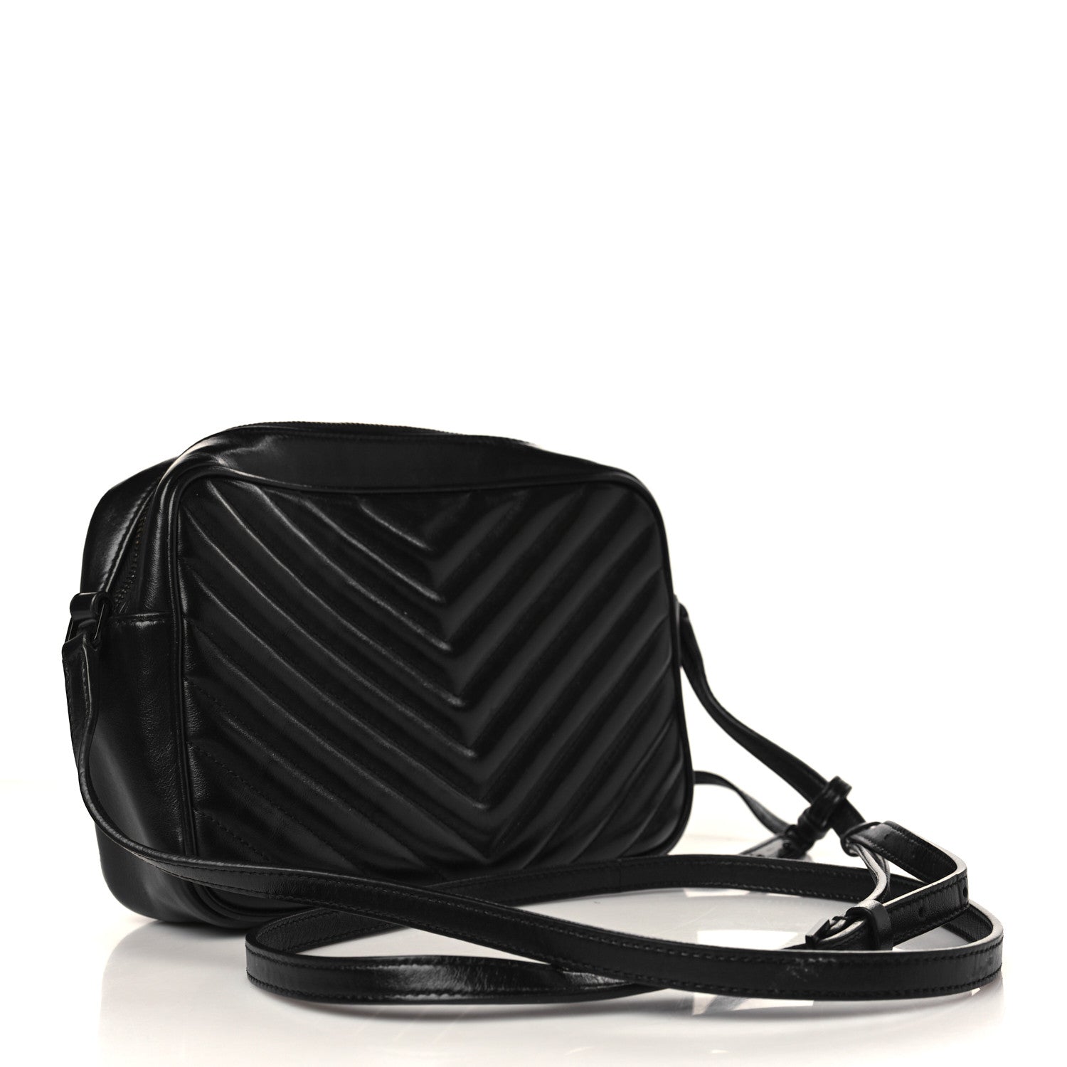 Saint Laurent Calfskin Matelasse Monogram Monochrome Lou Camera Bag Black 3 of 9
