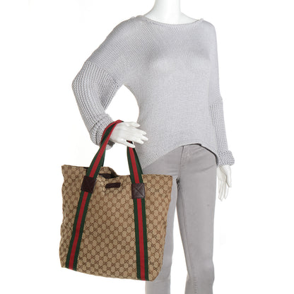 Gucci GG Monogram Medium Web Handle Vertical Tote Bag Dark Brown 2 of 9