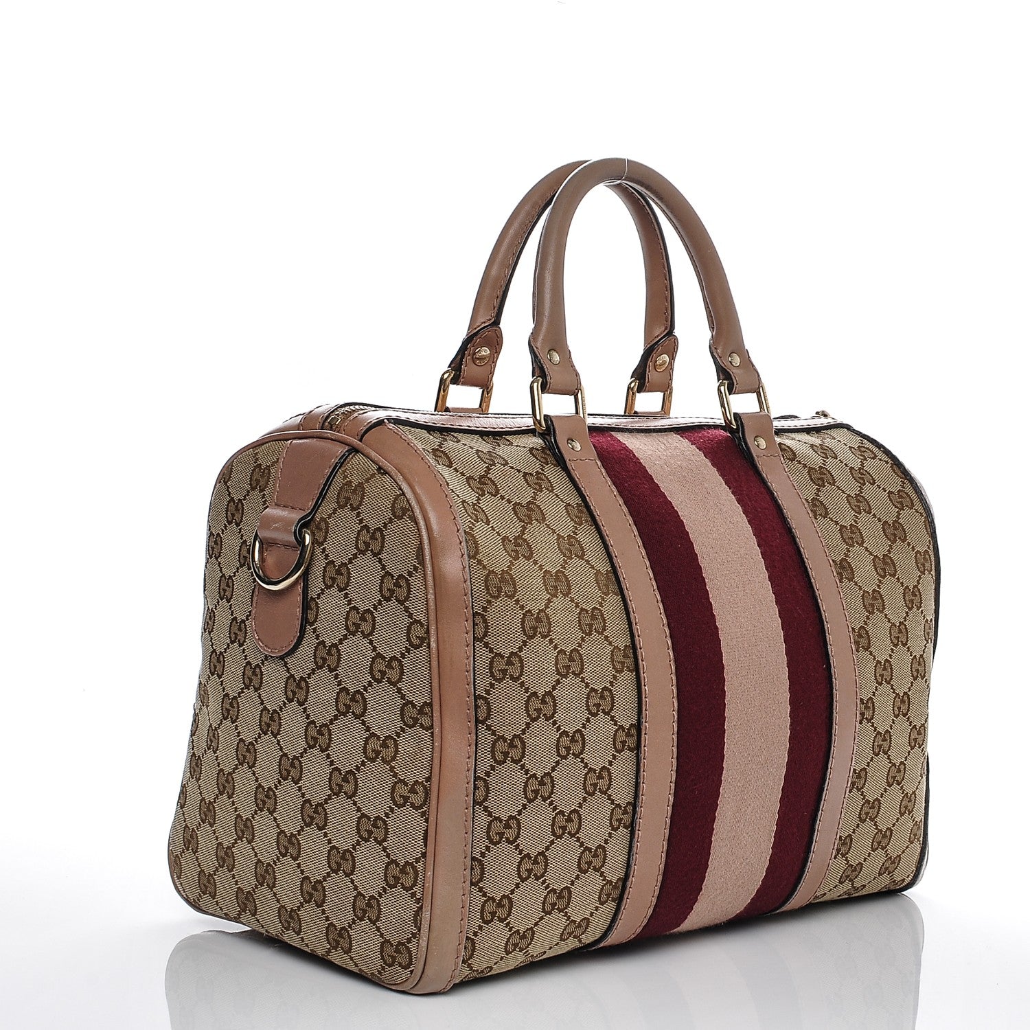 Gucci Monogram Vintage Web Medium Boston Pink 3 of 8