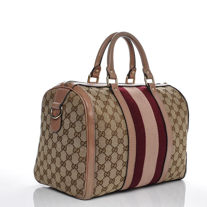 Gucci Monogram Vintage Web Medium Boston Pink 3 of 8