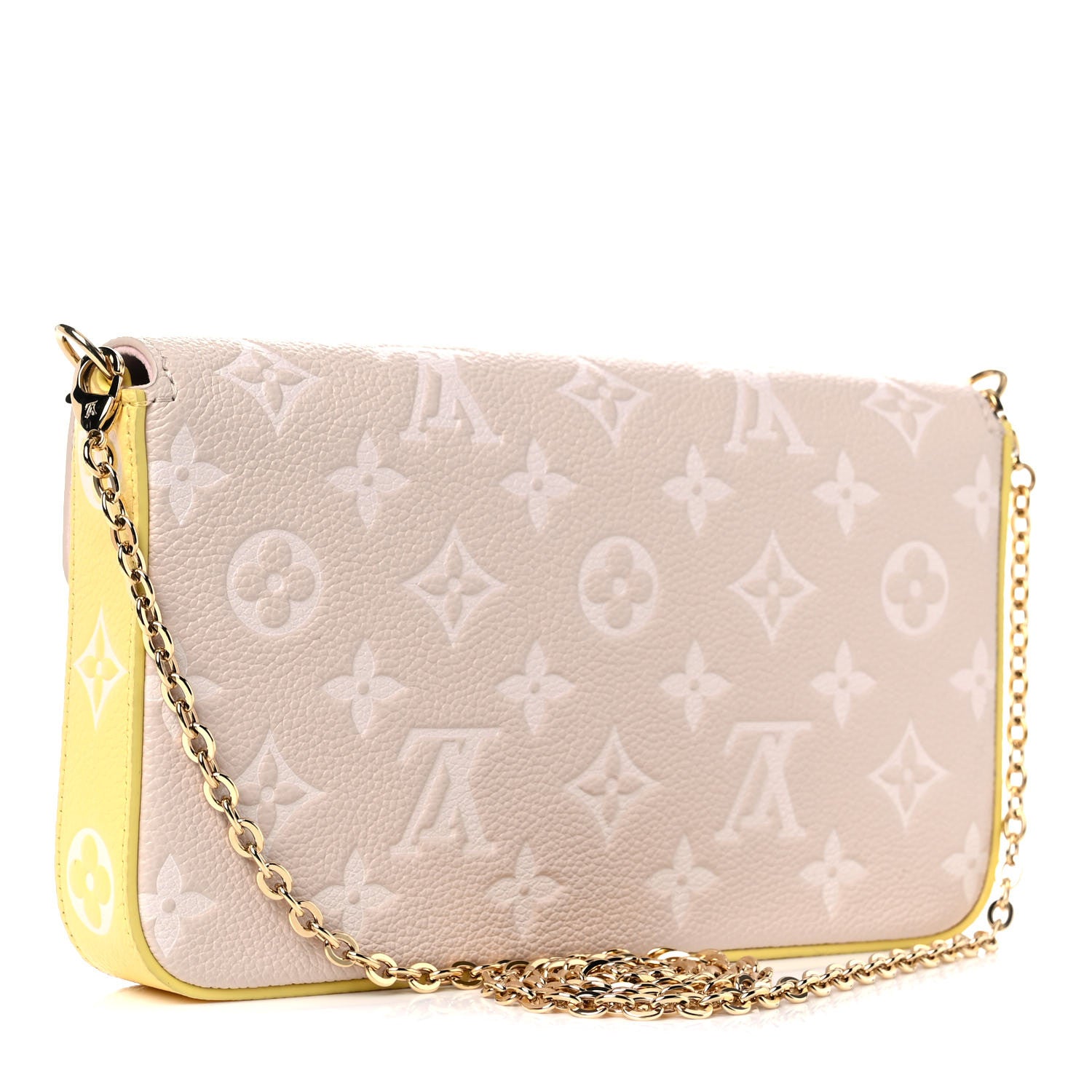 Louis Vuitton Empreinte Spring in the City Felicie Pochette Chain Wallet Pink Beige Yellow 4 of 10