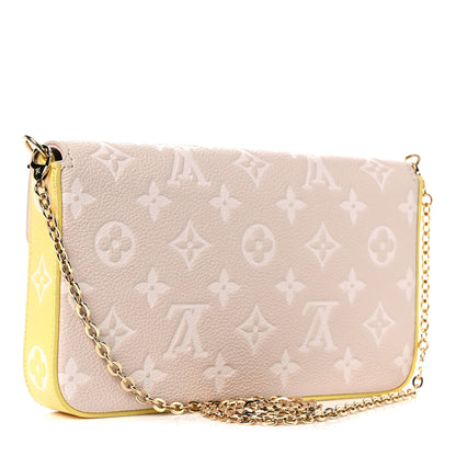 Louis Vuitton Empreinte Spring in the City Felicie Pochette Chain Wallet Pink Beige Yellow 4 of 10