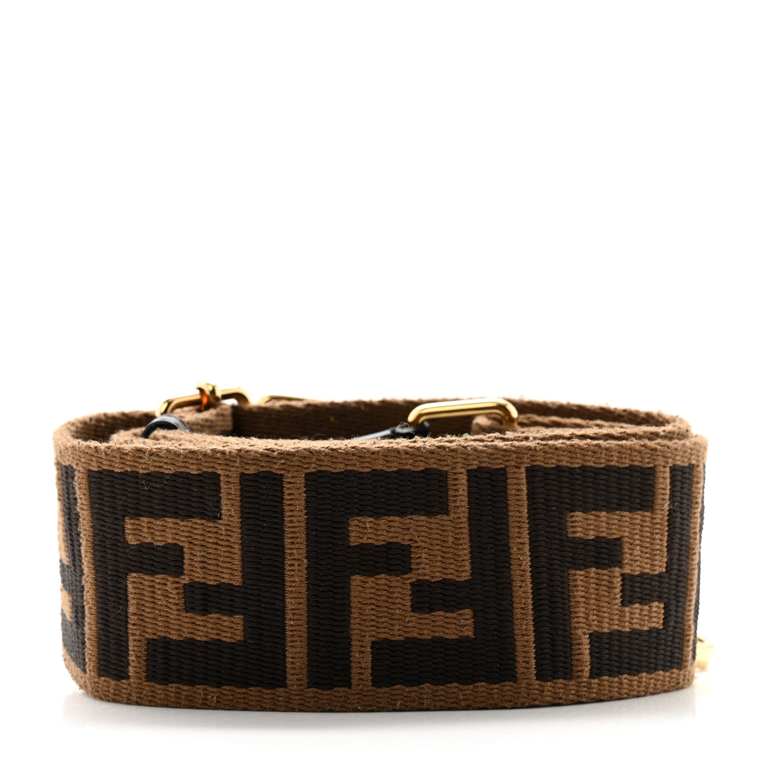 Fendi Jacquard Ribbon Vitello King FF Adjustable Strap You Fango Marrone Black 2 of 5