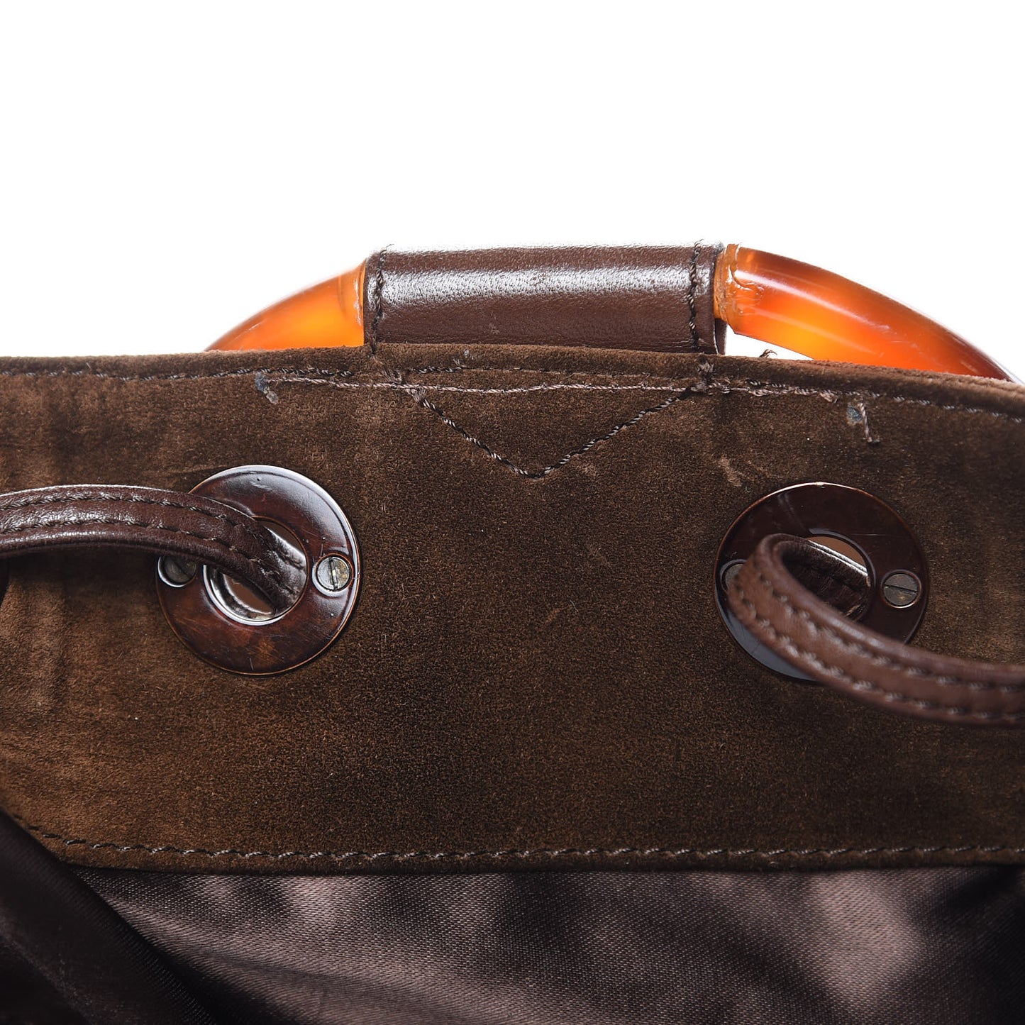 Suede Tortoise CC Drawstring Tote Brown