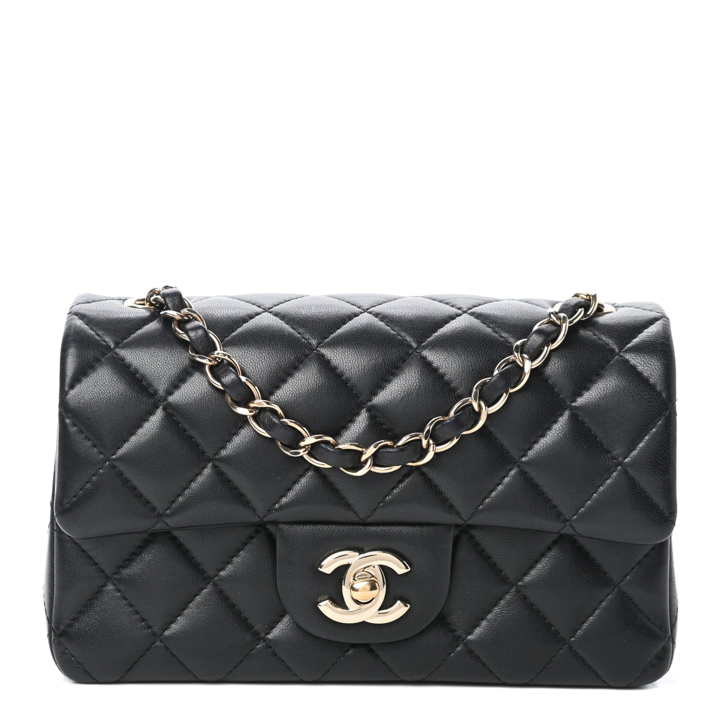 Lambskin Quilted Mini Rectangular Flap Black