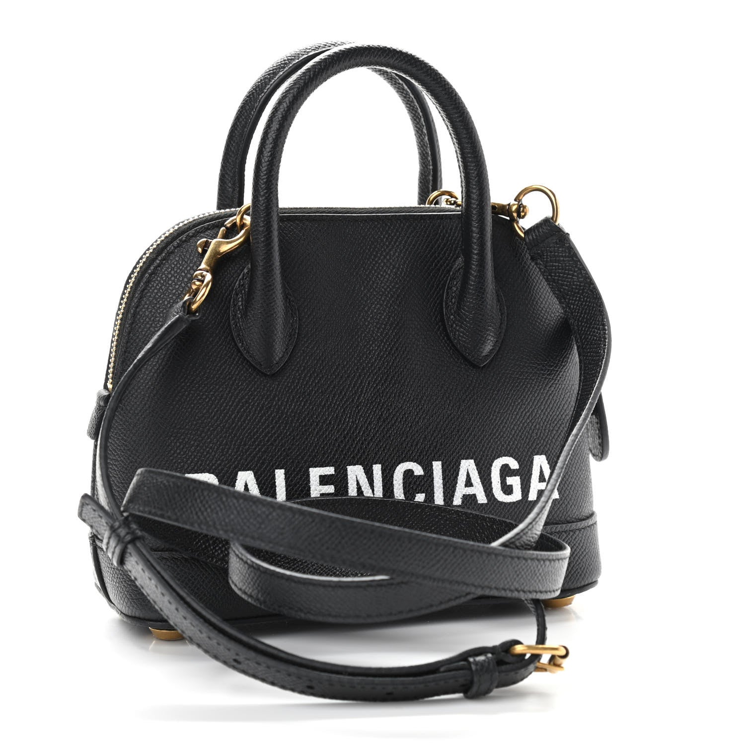 Balenciaga Signature Grained Calfskin XXS Ville Top Handle Bag Black White 2 of 13