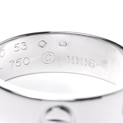 Cartier 18K White Gold 5.5mm LOVE Ring 53 6.25 5 of 6