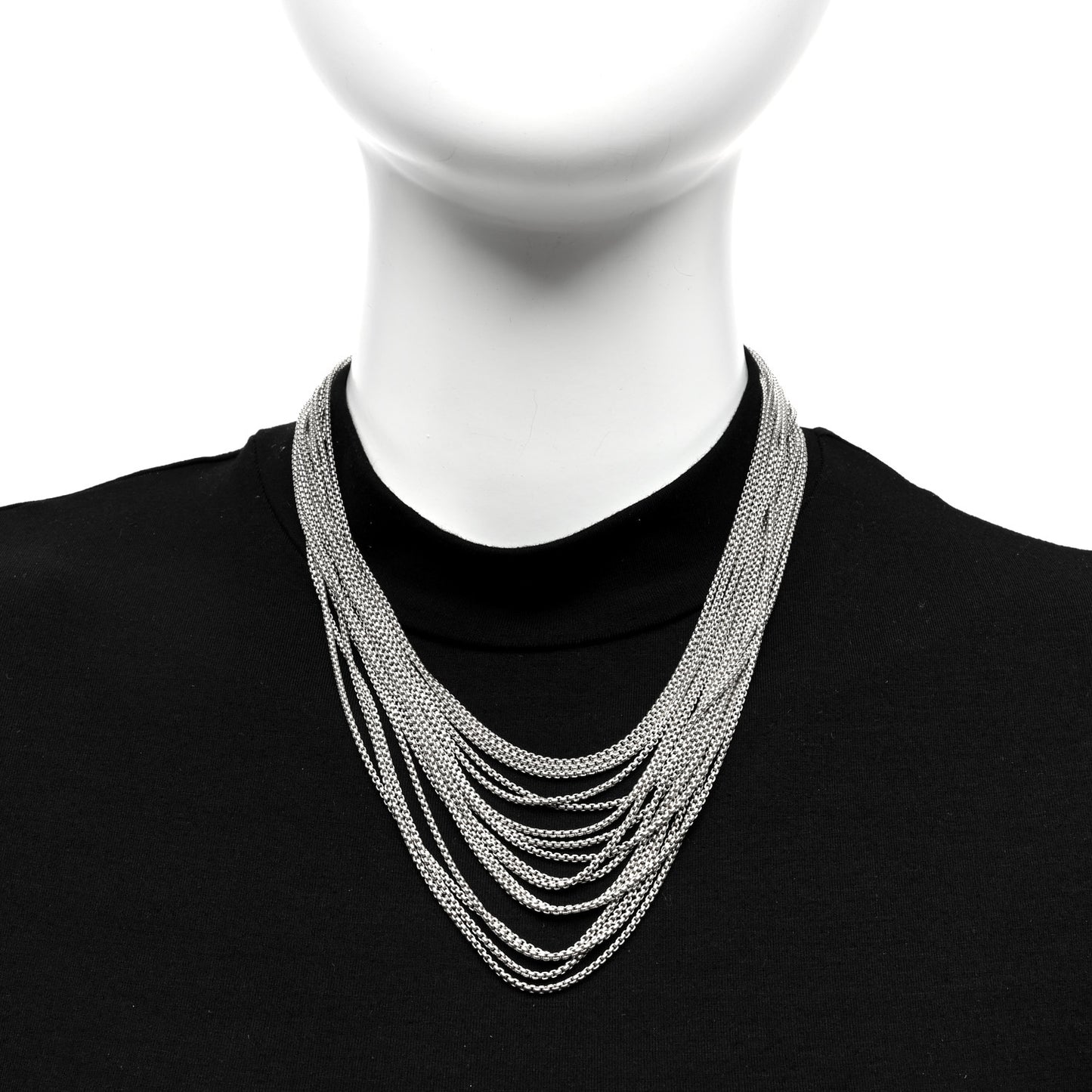 Sterling Silver Multi Strand Box Chain Necklace