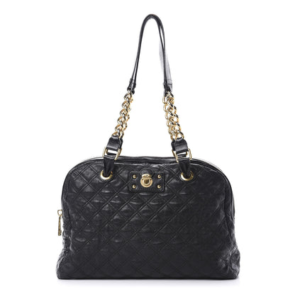 Marc Jacobs Lacquered Goatskin Quilted Karlie Satchel Black 1 of 16