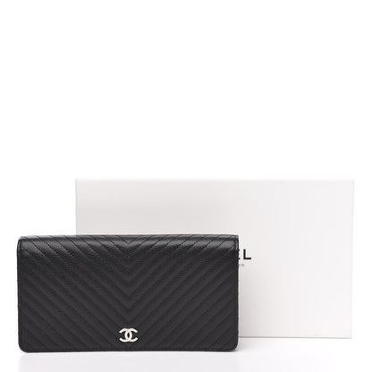 Chanel Caviar Chevron Quilted Yen Wallet Black 10 of 10