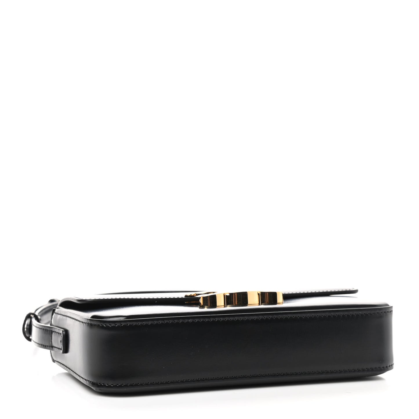 Shiny Calfskin Triomphe Shoulder Bag Black