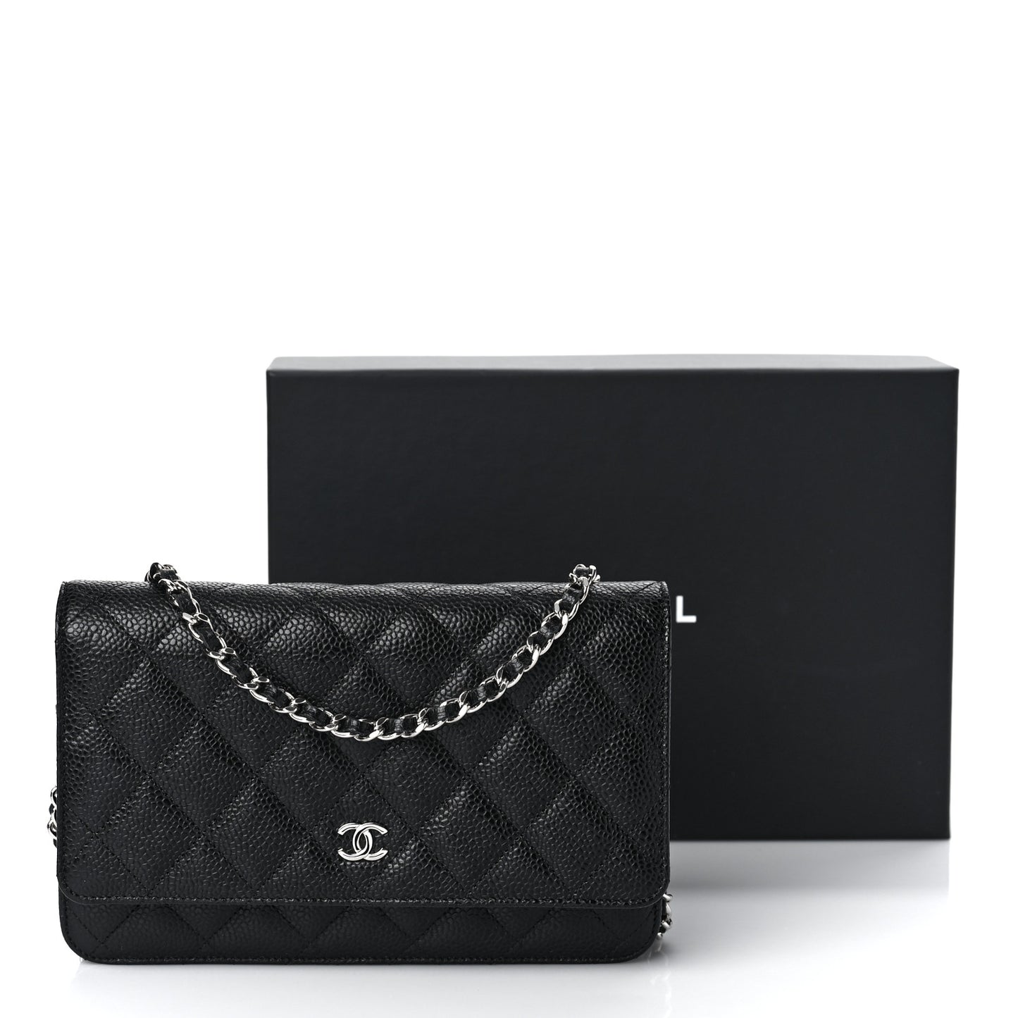 Caviar Quilted Wallet On Chain WOC Black
