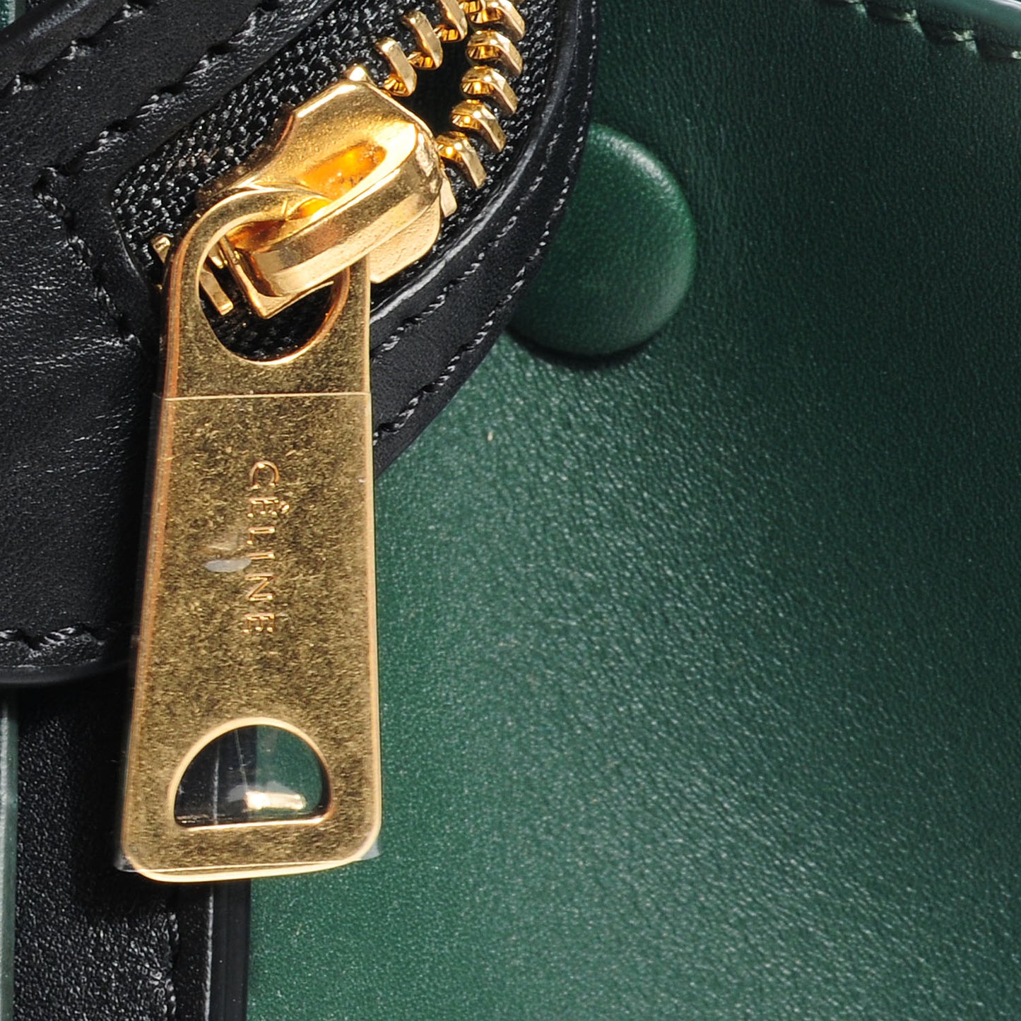 Smooth Calfskin Small Bi-Color Trapeze Bottle Green Black