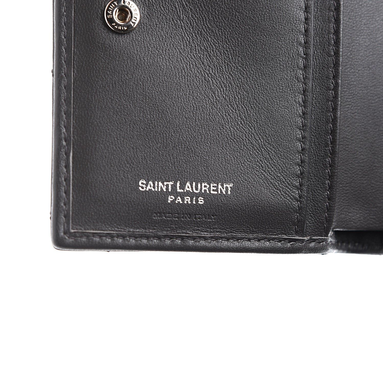Saint Laurent Lambskin Y Quilted Monogram Compact Loulou Wallet Asphalt 5 of 7