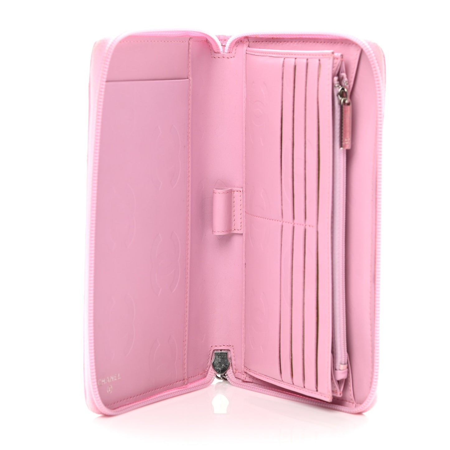 Calfskin Cambon Zip Around Organizer Wallet Pink