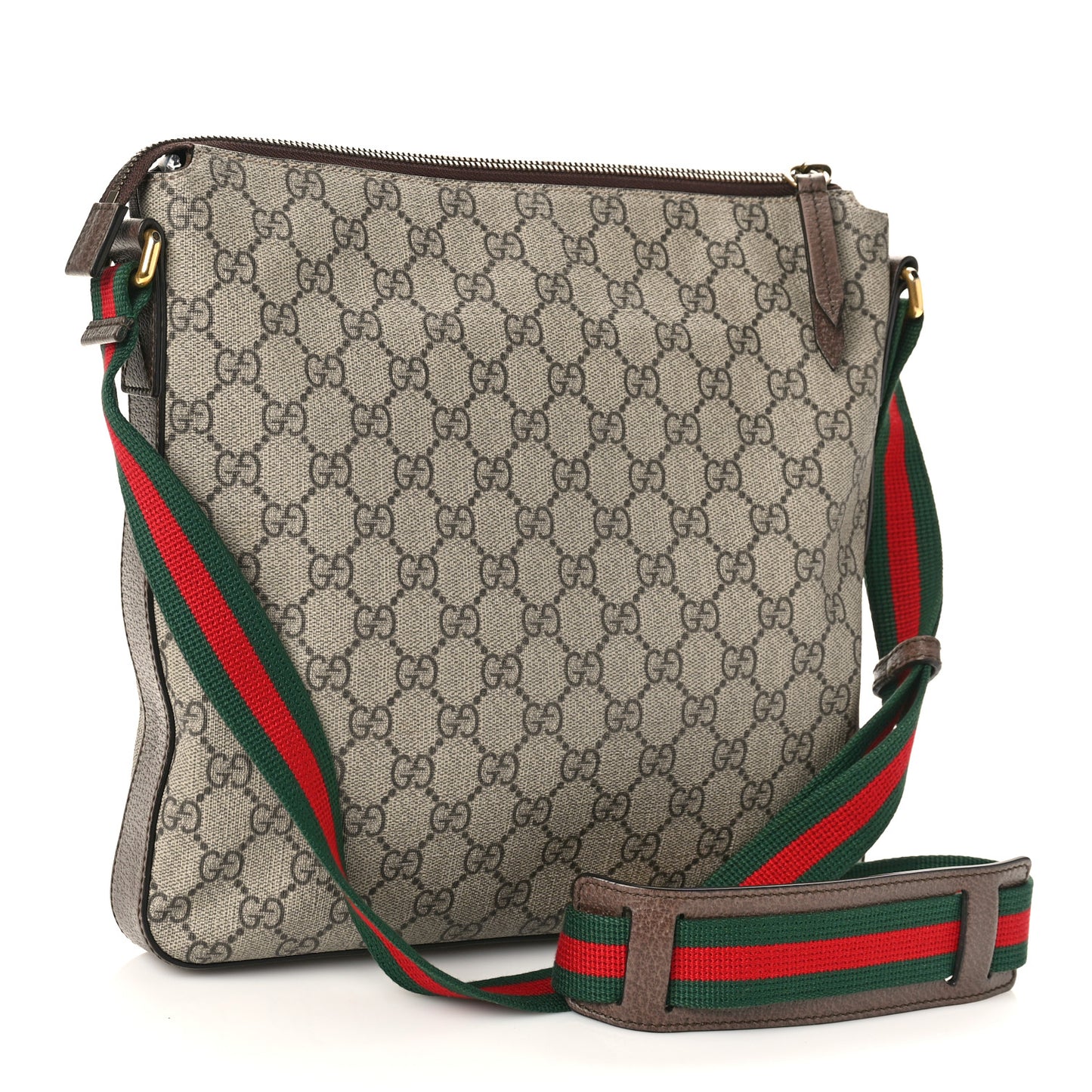 Soft GG Supreme Monogram Courrier Web Medium Flat Messenger Bag Beige New Acero Multicolor