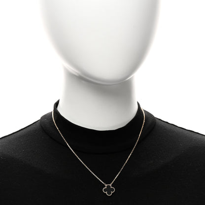 Van Cleef & Arpels 18K Yellow Gold Black Onyx Vintage Alhambra Pendant Necklace 2 of 6